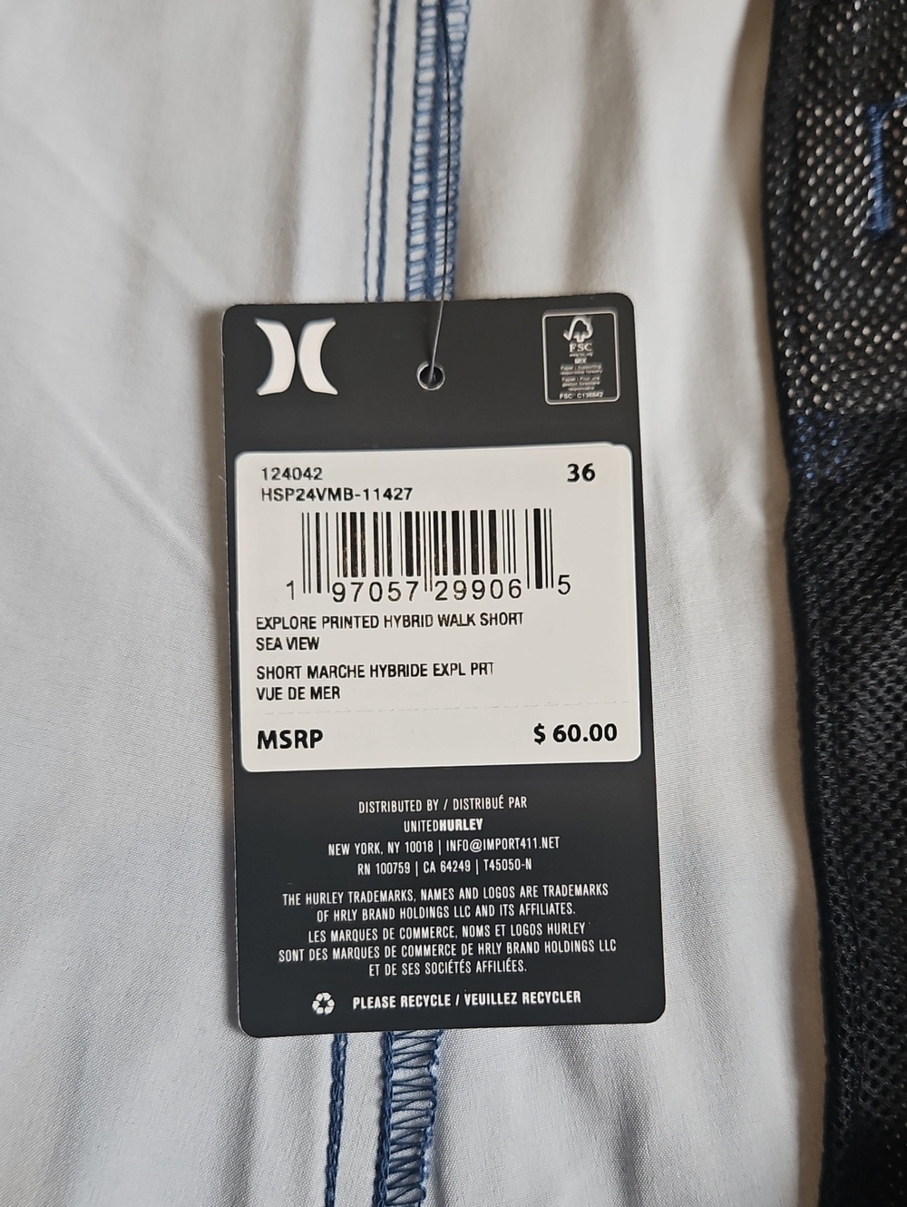 Hurley Mens Hybrid Stretch Walkshorts: Color-Sea View: Size-36 W/9.75 Inseam - Picture 8 of 16